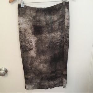 Snakeskin Print Midi Skirt